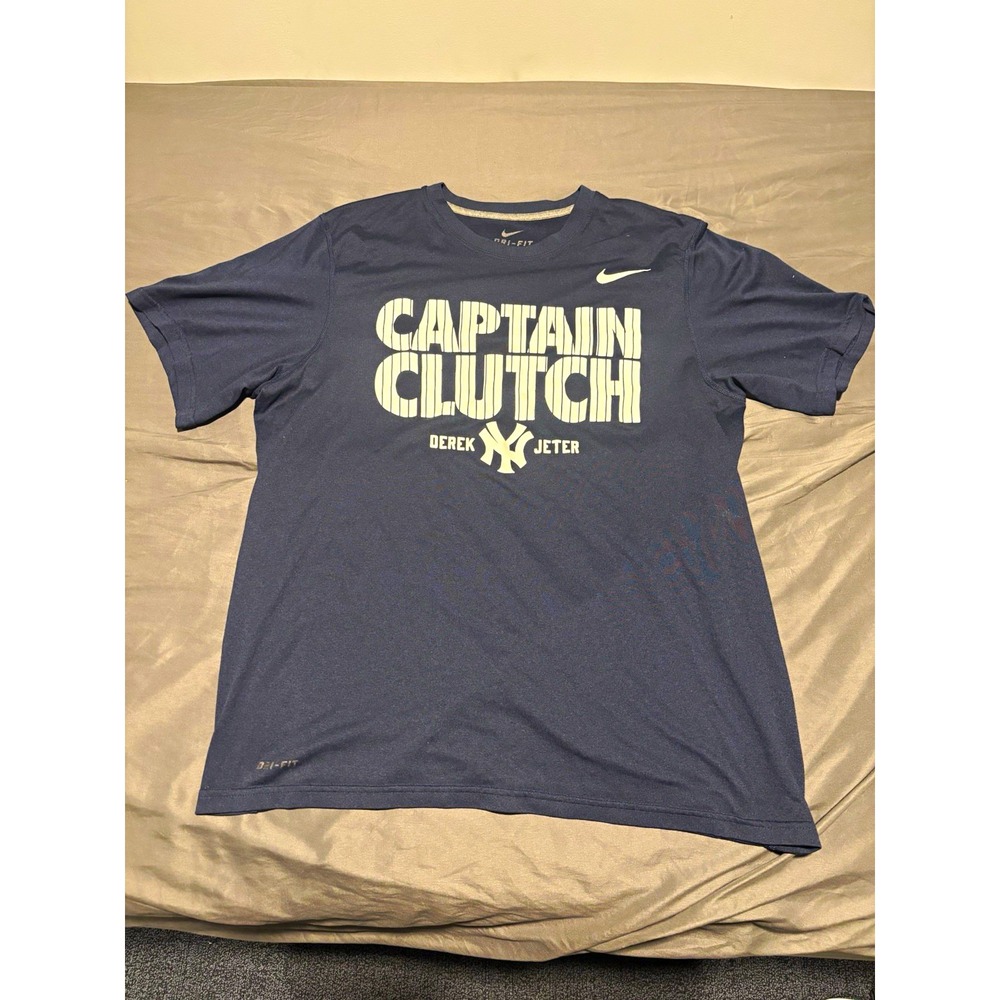 Nike Dri-FIT Derek Jeter Captain Clutch Graphic T-Shirt Blue Short Sleeve L